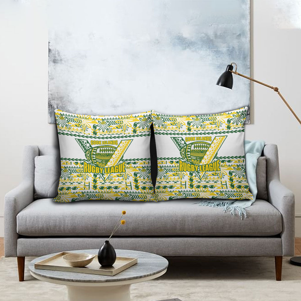 Cook Islands Island Floral Pillow Cover White Traditional Kuki's Geometric Pattern LT9 - Polynesian Pride