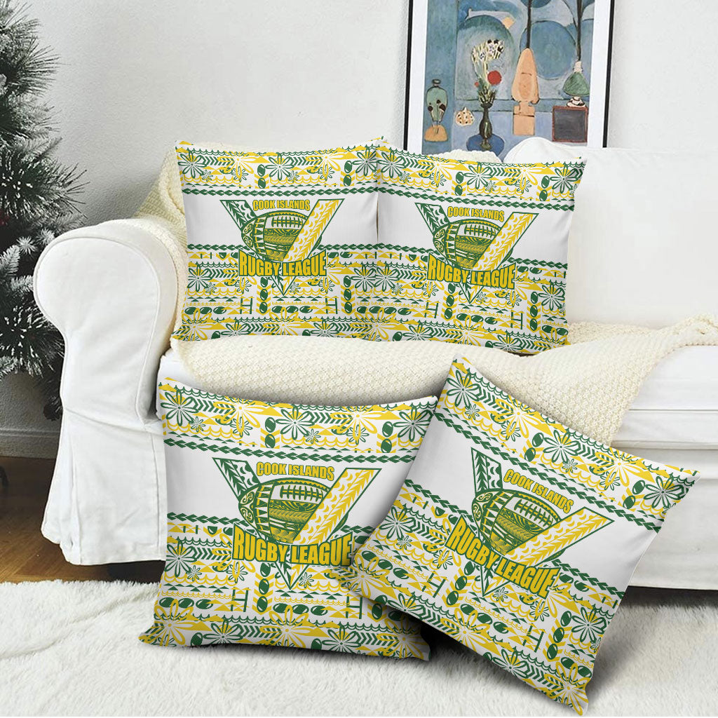 Cook Islands Island Floral Pillow Cover White Traditional Kuki's Geometric Pattern LT9 - Polynesian Pride