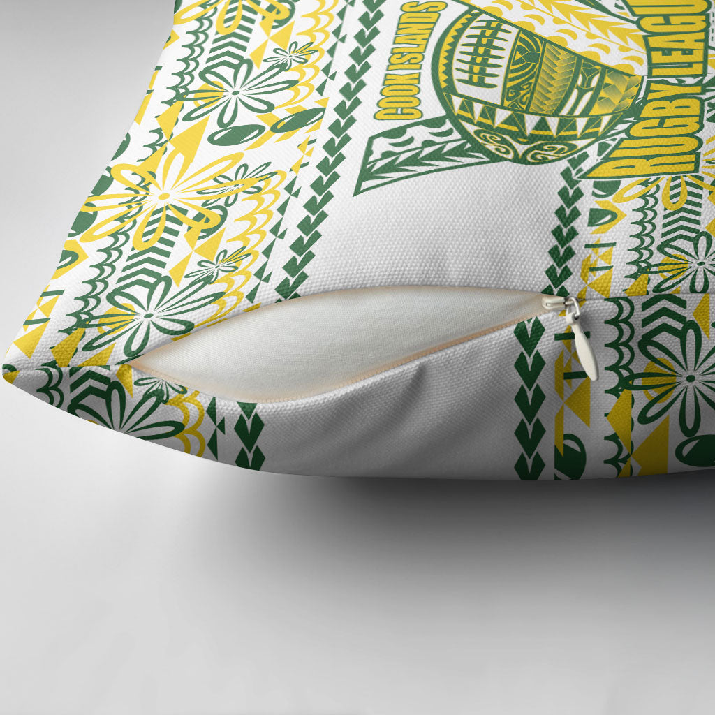 Cook Islands Island Floral Pillow Cover White Traditional Kuki's Geometric Pattern LT9 - Polynesian Pride