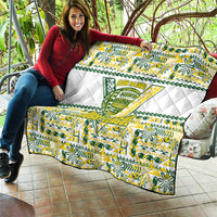 Cook Islands Island Floral Quilt White Traditional Kuki's Geometric Pattern LT9 - Polynesian Pride
