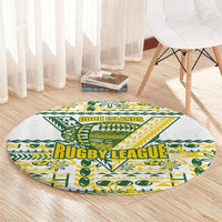 Cook Islands Island Floral Round Carpet White Traditional Kuki's Geometric Pattern LT9 - Polynesian Pride