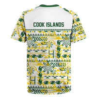 Cook Islands Island Floral Rugby Jersey White Traditional Kuki's Geometric Pattern LT9 - Polynesian Pride