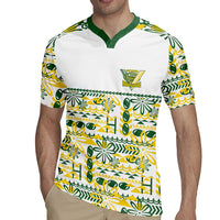 Cook Islands Island Floral Rugby Jersey White Traditional Kuki's Geometric Pattern LT9 - Polynesian Pride