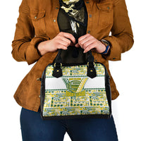 Cook Islands Island Floral Shoulder Handbag White Traditional Kuki's Geometric Pattern LT9 - Polynesian Pride