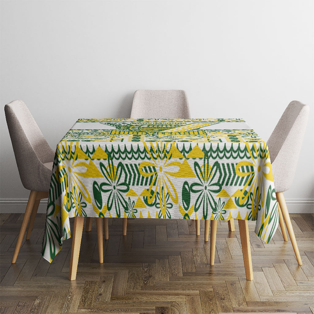 Cook Islands Island Floral Tablecloth White Traditional Kuki's Geometric Pattern LT9 - Polynesian Pride