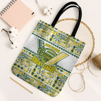 Cook Islands Island Floral Tote Bag White Traditional Kuki's Geometric Pattern LT9 Black Strap One Size White - Polynesian Pride