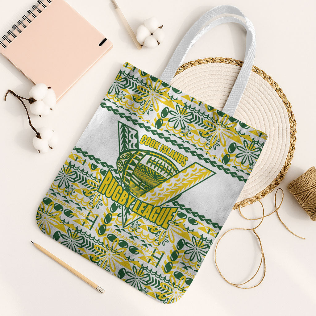 Cook Islands Island Floral Tote Bag White Traditional Kuki's Geometric Pattern LT9 White Strap One Size White - Polynesian Pride