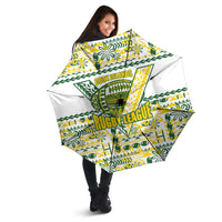 Cook Islands Island Floral Umbrella White Traditional Kuki's Geometric Pattern LT9 - Polynesian Pride