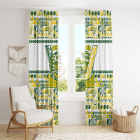 Cook Islands Island Floral Window Curtain White Traditional Kuki's Geometric Pattern LT9 - Polynesian Pride