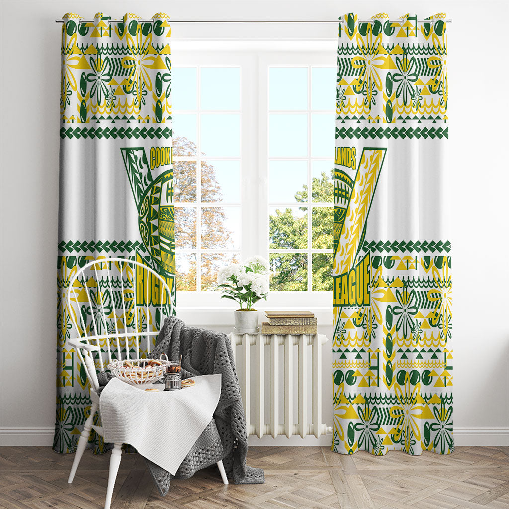Cook Islands Island Floral Window Curtain White Traditional Kuki's Geometric Pattern LT9 - Polynesian Pride
