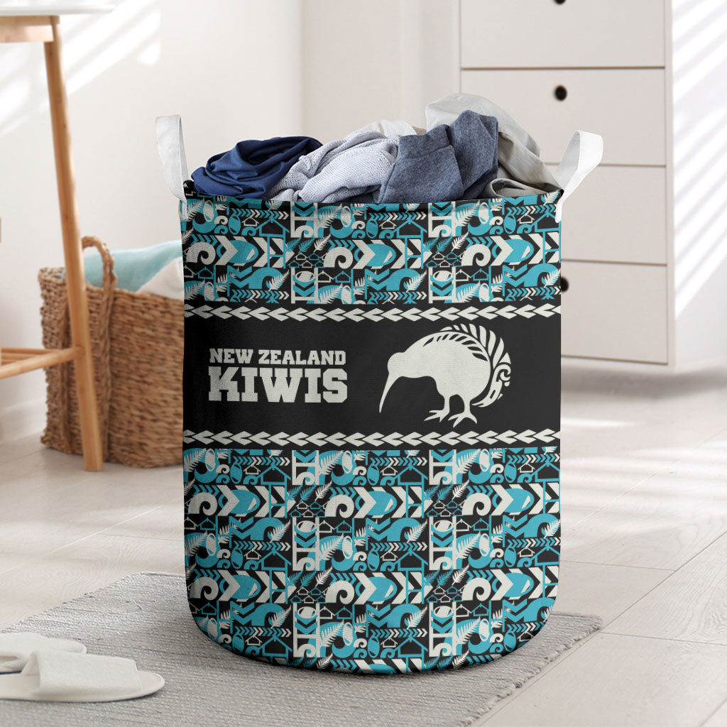 Aotearoa New Zealand Kiwis Tima Riki Motu Laundry Basket LT9 Black - Polynesian Pride