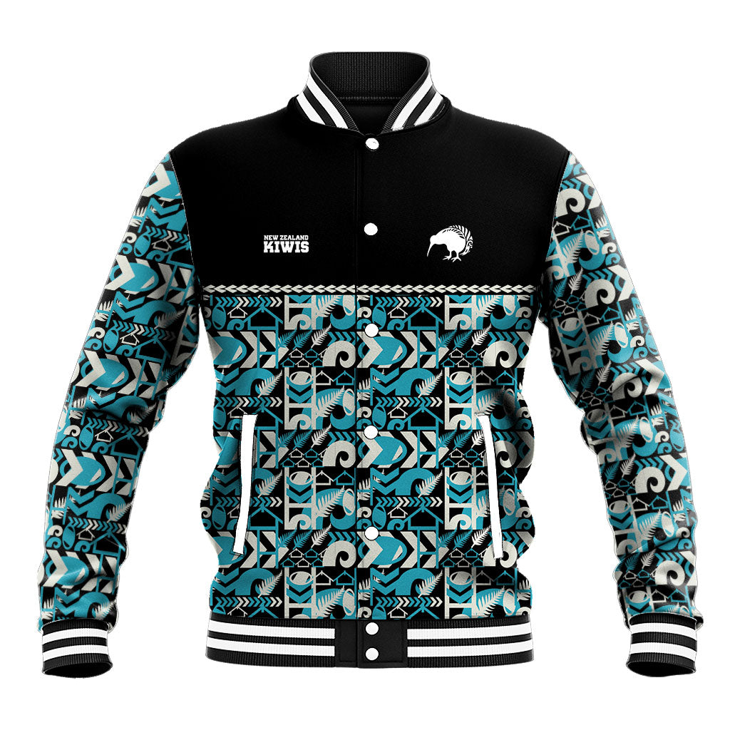 Aotearoa New Zealand Kiwis Tima Riki Motu Baseball Jacket LT9 Unisex Black - Polynesian Pride