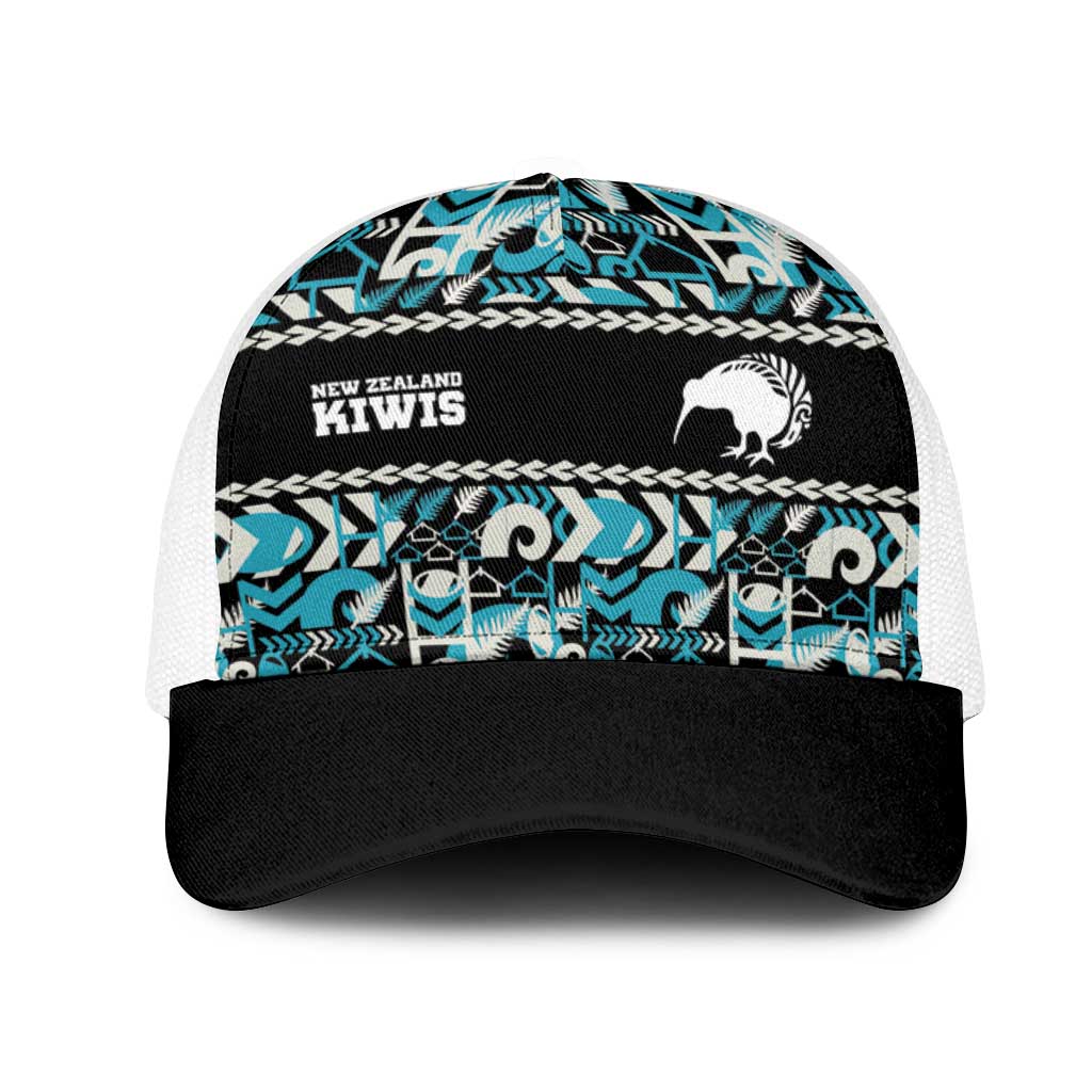 Aotearoa New Zealand Kiwis Tīma Riki Motu Mesh Trucker Cap LT9 One Size White Black - Polynesian Pride
