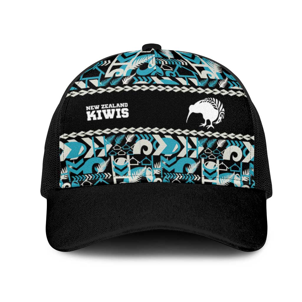 Aotearoa New Zealand Kiwis Tīma Riki Motu Mesh Trucker Cap LT9 One Size Black Black - Polynesian Pride