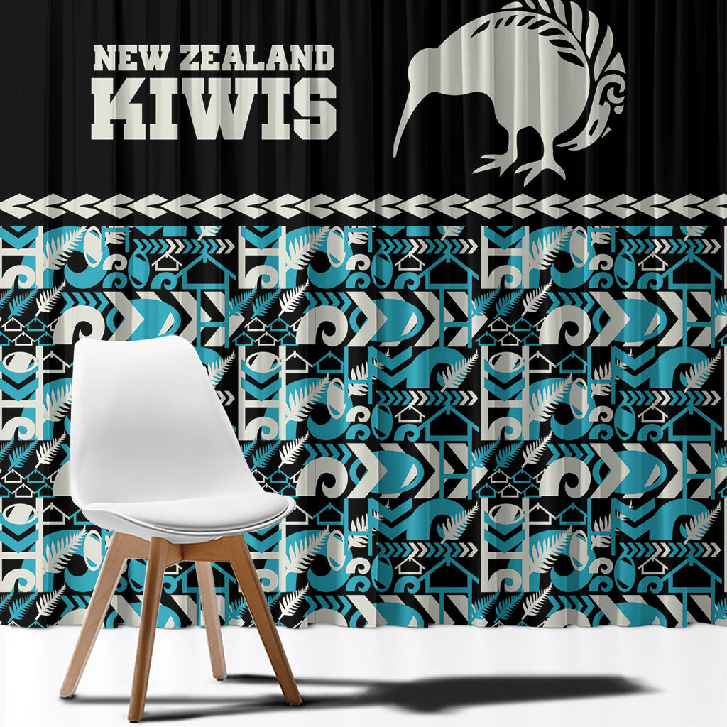 Aotearoa New Zealand Kiwis Tima Riki Motu Window Curtain LT9 - Polynesian Pride