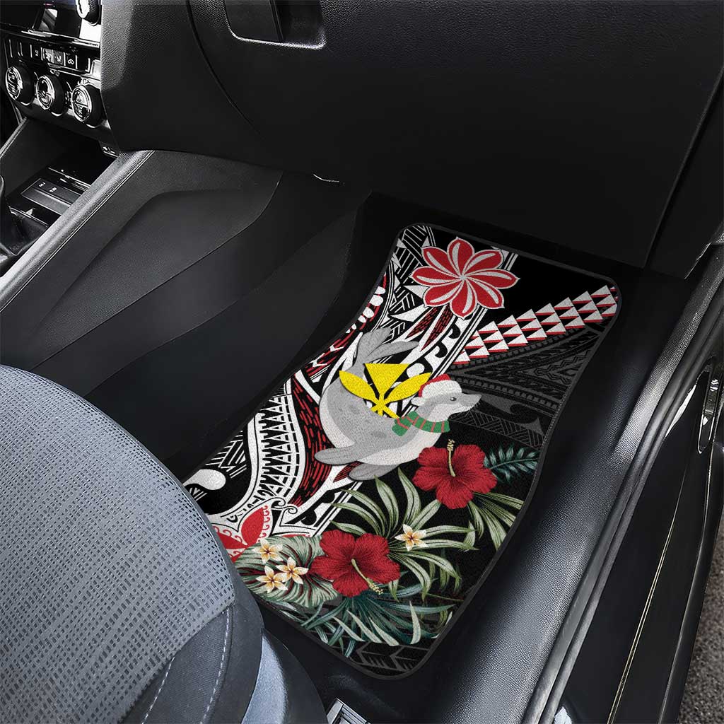 Hawaii Monk Seal Santa Car Mats Hibiscus Kakau Pattern Mele Kalikimaka