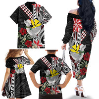 Hawaii Monk Seal Santa Family Matching Off The Shoulder Long Sleeve Dress and Hawaiian Shirt Hibiscus Kakau Pattern Mele Kalikimaka LT9 - Polynesian Pride