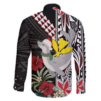 Hawaii Monk Seal Santa Family Matching Off The Shoulder Long Sleeve Dress and Hawaiian Shirt Hibiscus Kakau Pattern Mele Kalikimaka LT9 - Polynesian Pride