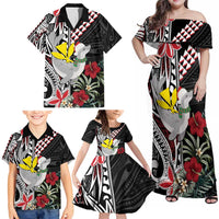 Hawaii Monk Seal Santa Family Matching Off Shoulder Maxi Dress and Hawaiian Shirt Hibiscus Kakau Pattern Mele Kalikimaka LT9 - Polynesian Pride