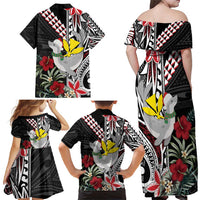 Hawaii Monk Seal Santa Family Matching Off Shoulder Maxi Dress and Hawaiian Shirt Hibiscus Kakau Pattern Mele Kalikimaka LT9 - Polynesian Pride