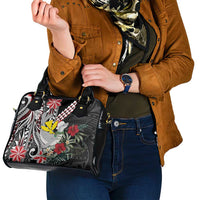 Hawaii Monk Seal Santa Shoulder Handbag Hibiscus Kakau Pattern Mele Kalikimaka