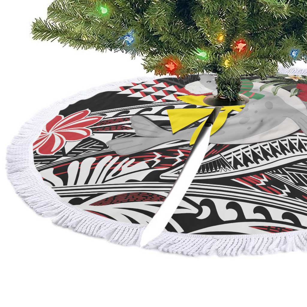 Hawaii Monk Seal Santa Tree Skirt Hibiscus Kakau Pattern Mele Kalikimaka