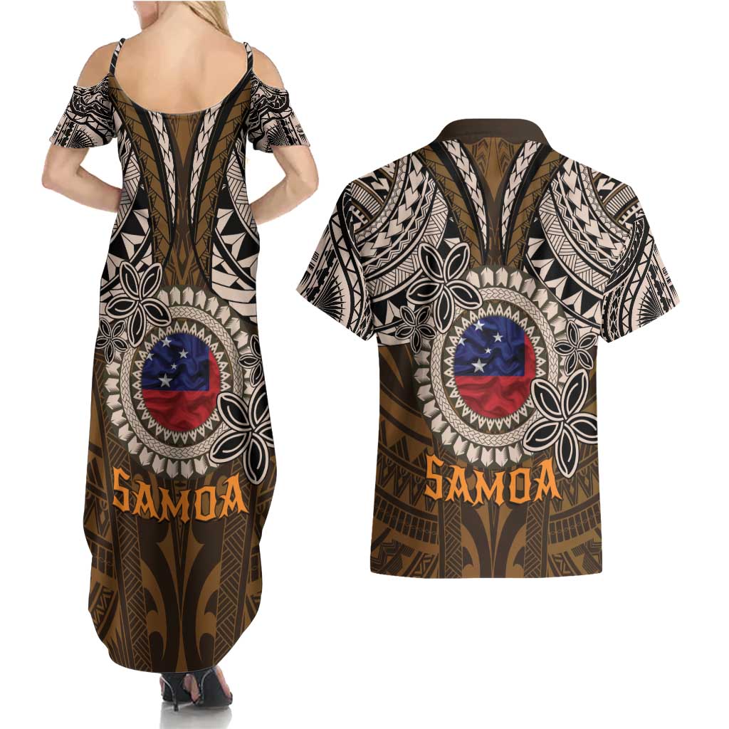 Samoa Warrior Couples Matching Summer Maxi Dress and Hawaiian Shirt The Mighty Samoan Warrior Spirit