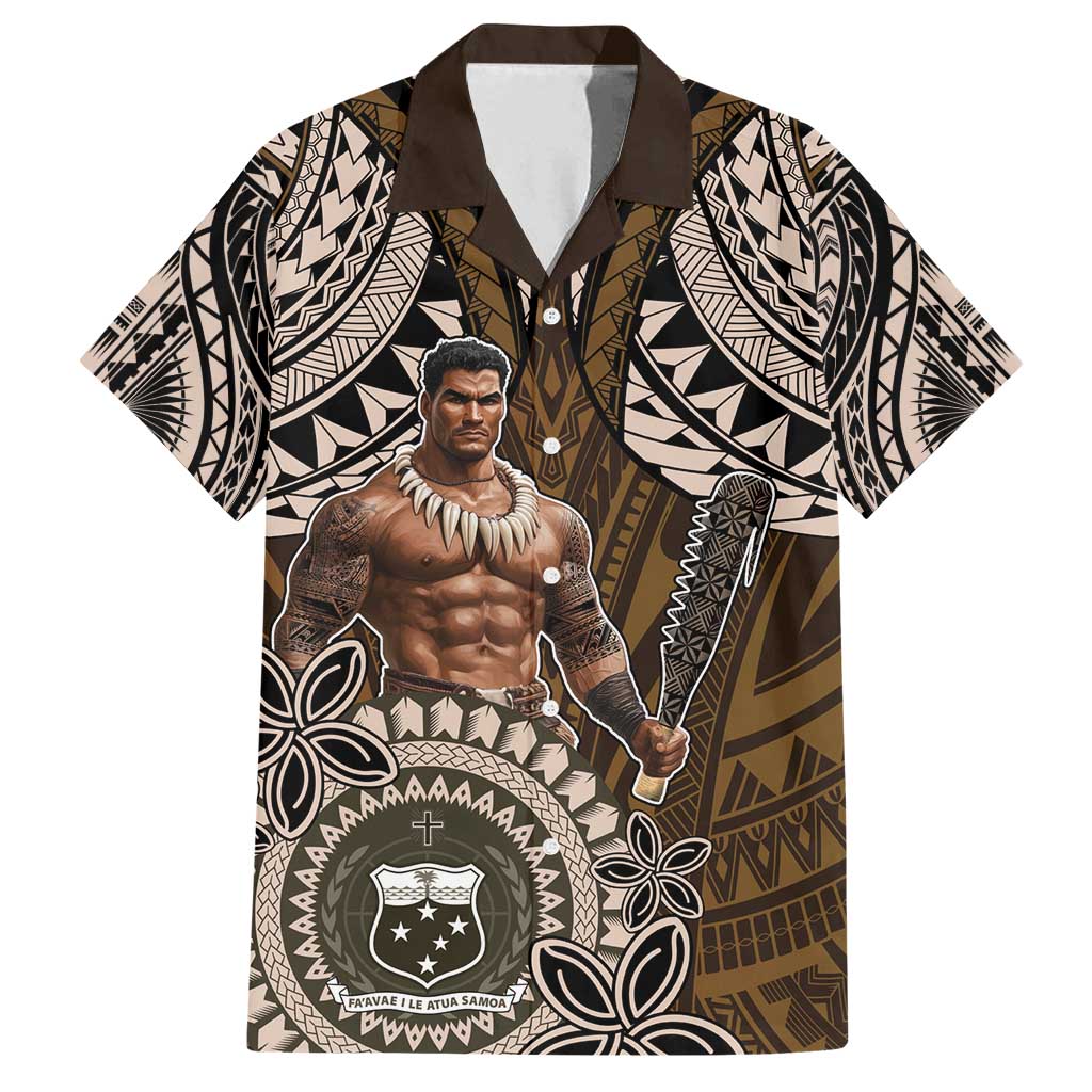 Samoa Warrior Family Matching Long Sleeve Bodycon Dress and Hawaiian Shirt The Mighty Samoan Warrior Spirit LT9 Dad's Shirt - Short Sleeve Black - Polynesian Pride