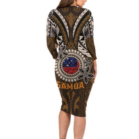 Samoa Warrior Family Matching Long Sleeve Bodycon Dress and Hawaiian Shirt The Mighty Samoan Warrior Spirit LT9 - Polynesian Pride