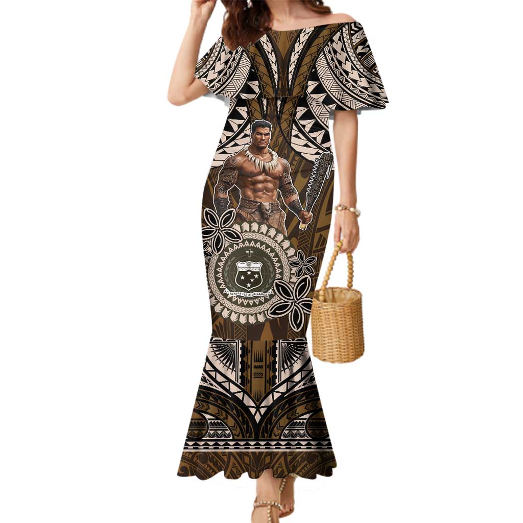 Samoa Warrior Family Matching Mermaid Dress and Hawaiian Shirt The Mighty Samoan Warrior Spirit