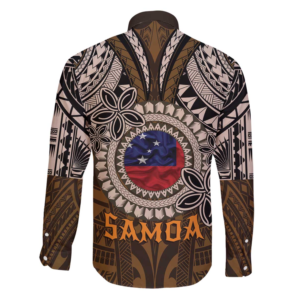 Samoa Warrior Family Matching Off The Shoulder Long Sleeve Dress and Hawaiian Shirt The Mighty Samoan Warrior Spirit LT9 - Polynesian Pride