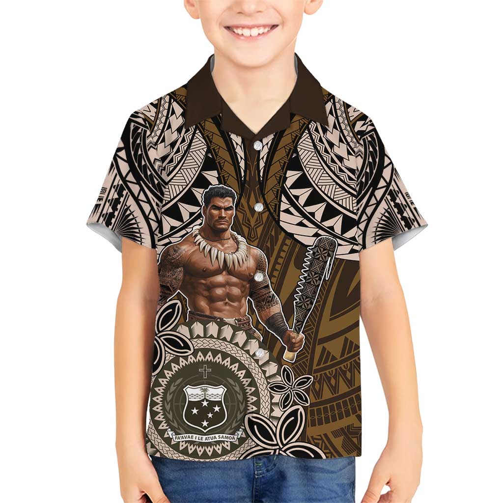 Samoa Warrior Family Matching Off Shoulder Maxi Dress and Hawaiian Shirt The Mighty Samoan Warrior Spirit