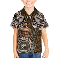 Samoa Warrior Family Matching Off Shoulder Maxi Dress and Hawaiian Shirt The Mighty Samoan Warrior Spirit