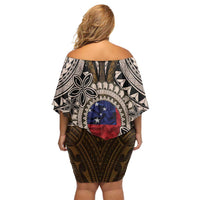 Samoa Warrior Family Matching Off Shoulder Short Dress and Hawaiian Shirt The Mighty Samoan Warrior Spirit