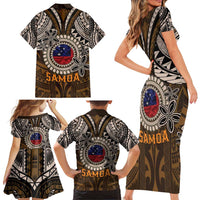 Samoa Warrior Family Matching Short Sleeve Bodycon Dress and Hawaiian Shirt The Mighty Samoan Warrior Spirit LT9 - Polynesian Pride