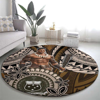 Samoa Warrior Round Carpet The Mighty Samoan Warrior Spirit