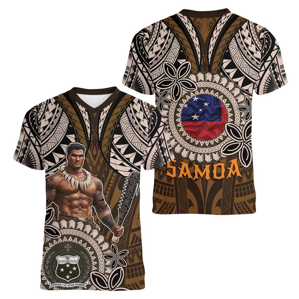 Samoa Warrior Women V-Neck T-Shirt The Mighty Samoan Warrior Spirit