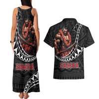 Samoan Pride Polynesian Tribal Warrior Couples Matching Tank Maxi Dress and Hawaiian Shirt 685 Samoa Mo Samoa