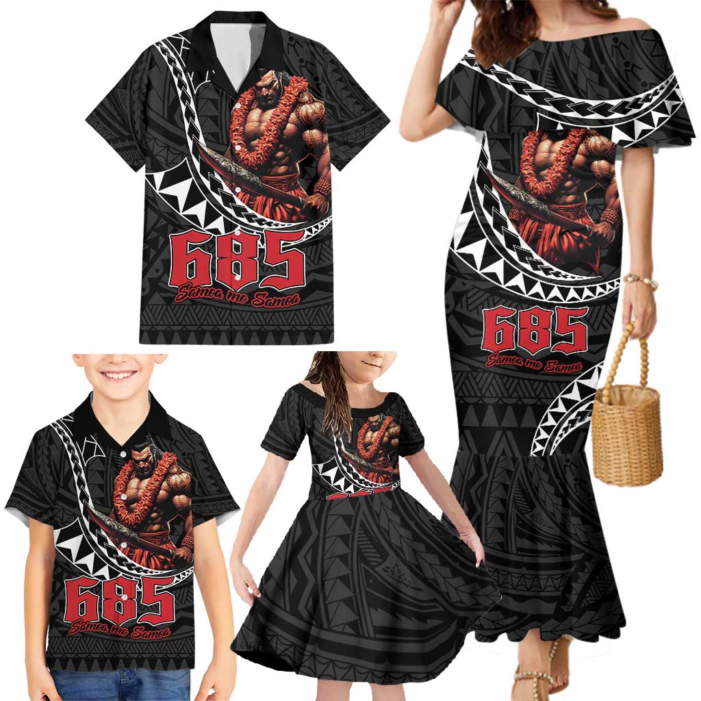 Samoan Pride Polynesian Tribal Warrior Family Matching Mermaid Dress and Hawaiian Shirt 685 Samoa Mo Samoa