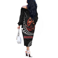Samoan Pride Polynesian Tribal Warrior Off The Shoulder Long Sleeve Dress 685 Samoa Mo Samoa