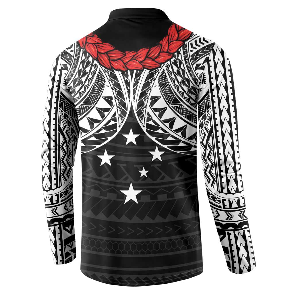 Samoan Tanoa Kava Bowl Ula Fala Button Sweatshirt Polynesian Tribal Vibe