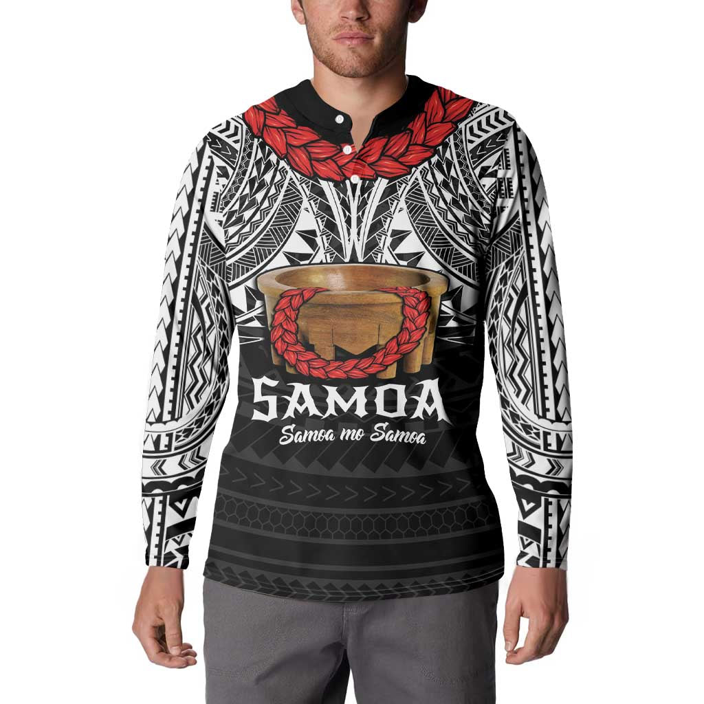 Samoan Tanoa Kava Bowl Ula Fala Button Sweatshirt Polynesian Tribal Vibe
