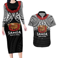 Samoan Tanoa Kava Bowl Ula Fala Couples Matching Long Sleeve Bodycon Dress and Hawaiian Shirt Polynesian Tribal Vibe LT9 Brown - Polynesian Pride
