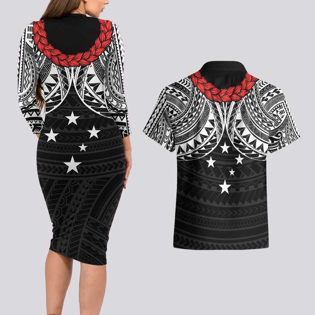 Samoan Tanoa Kava Bowl Ula Fala Couples Matching Long Sleeve Bodycon Dress and Hawaiian Shirt Polynesian Tribal Vibe LT9 - Polynesian Pride