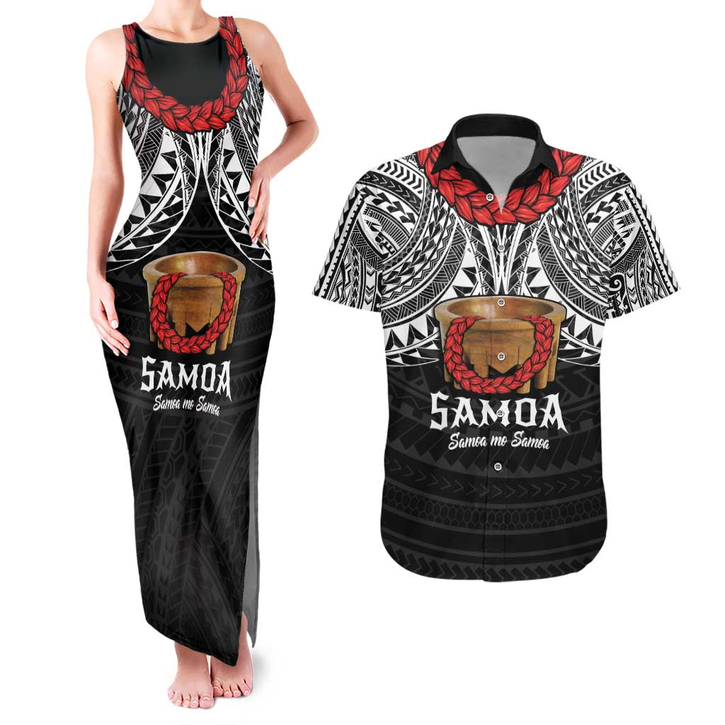 Samoan Tanoa Kava Bowl Ula Fala Couples Matching Tank Maxi Dress and Hawaiian Shirt Polynesian Tribal Vibe