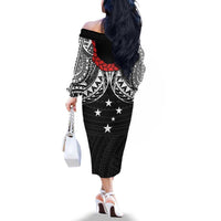 Samoan Tanoa Kava Bowl Ula Fala Family Matching Off The Shoulder Long Sleeve Dress and Hawaiian Shirt Polynesian Tribal Vibe LT9 - Polynesian Pride