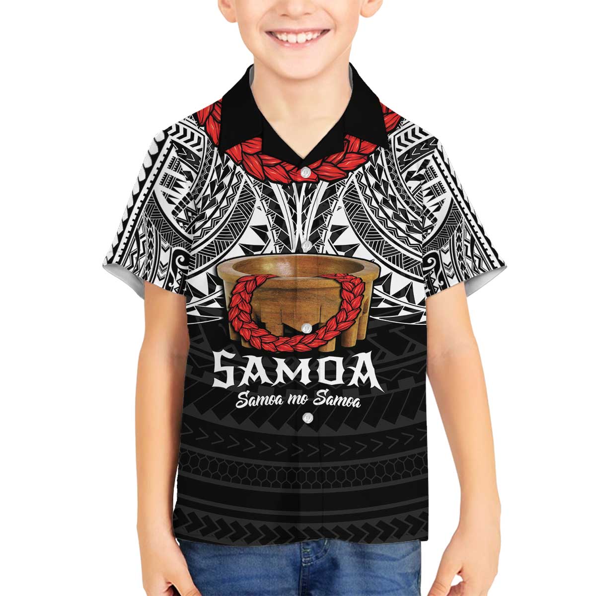 Samoan Tanoa Kava Bowl Ula Fala Family Matching Off The Shoulder Long Sleeve Dress and Hawaiian Shirt Polynesian Tribal Vibe LT9 Son's Shirt Brown - Polynesian Pride