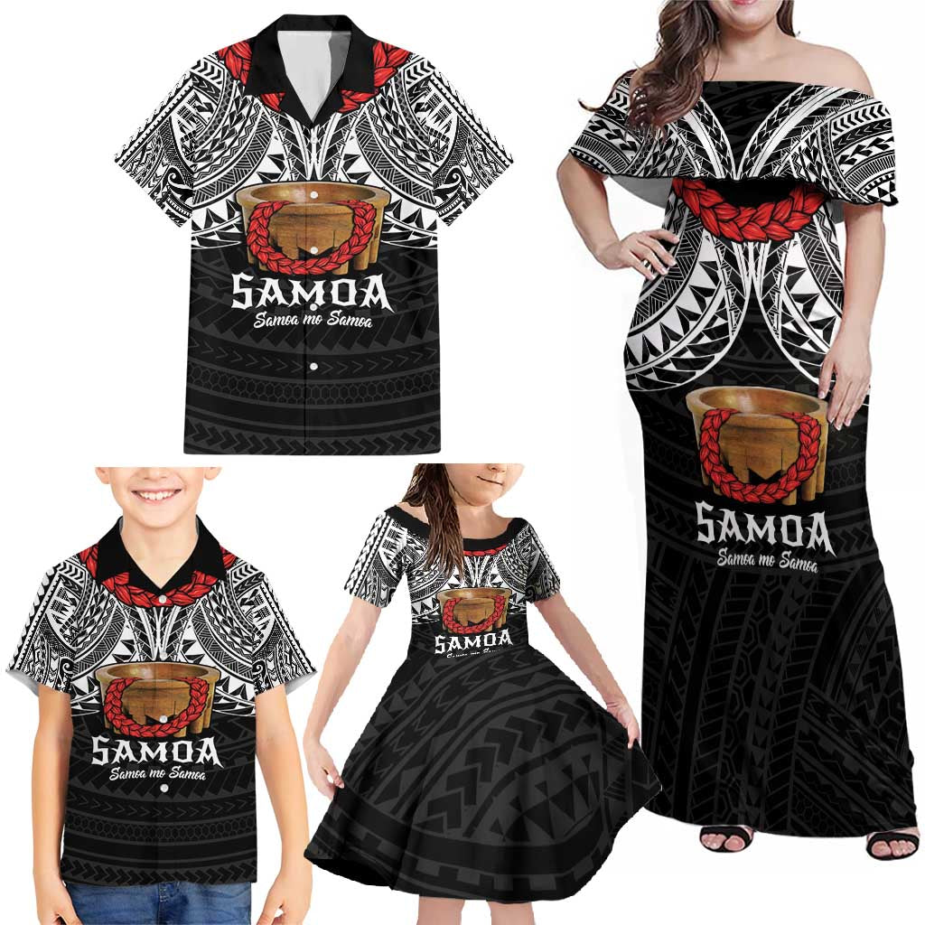 Samoan Tanoa Kava Bowl Ula Fala Family Matching Off Shoulder Maxi Dress and Hawaiian Shirt Polynesian Tribal Vibe LT9 - Polynesian Pride