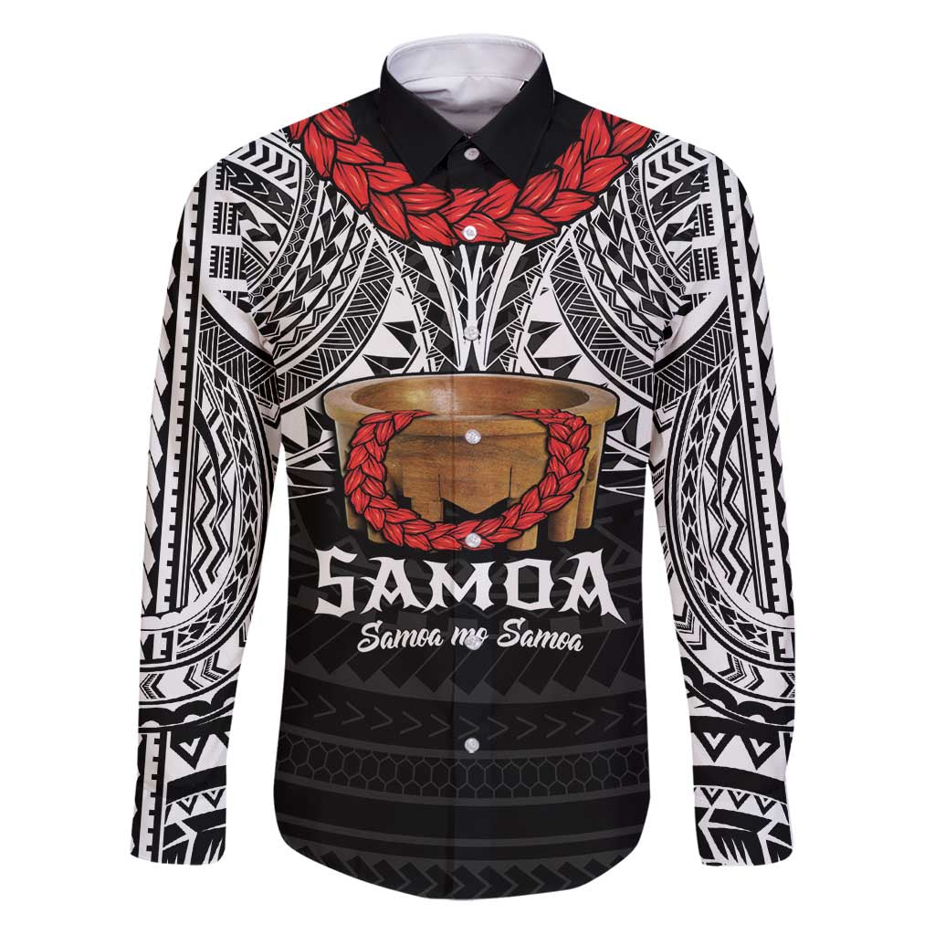 Samoan Tanoa Kava Bowl Ula Fala Family Matching Puletasi and Hawaiian Shirt Polynesian Tribal Vibe LT9 Dad's Shirt - Long Sleeve Brown - Polynesian Pride
