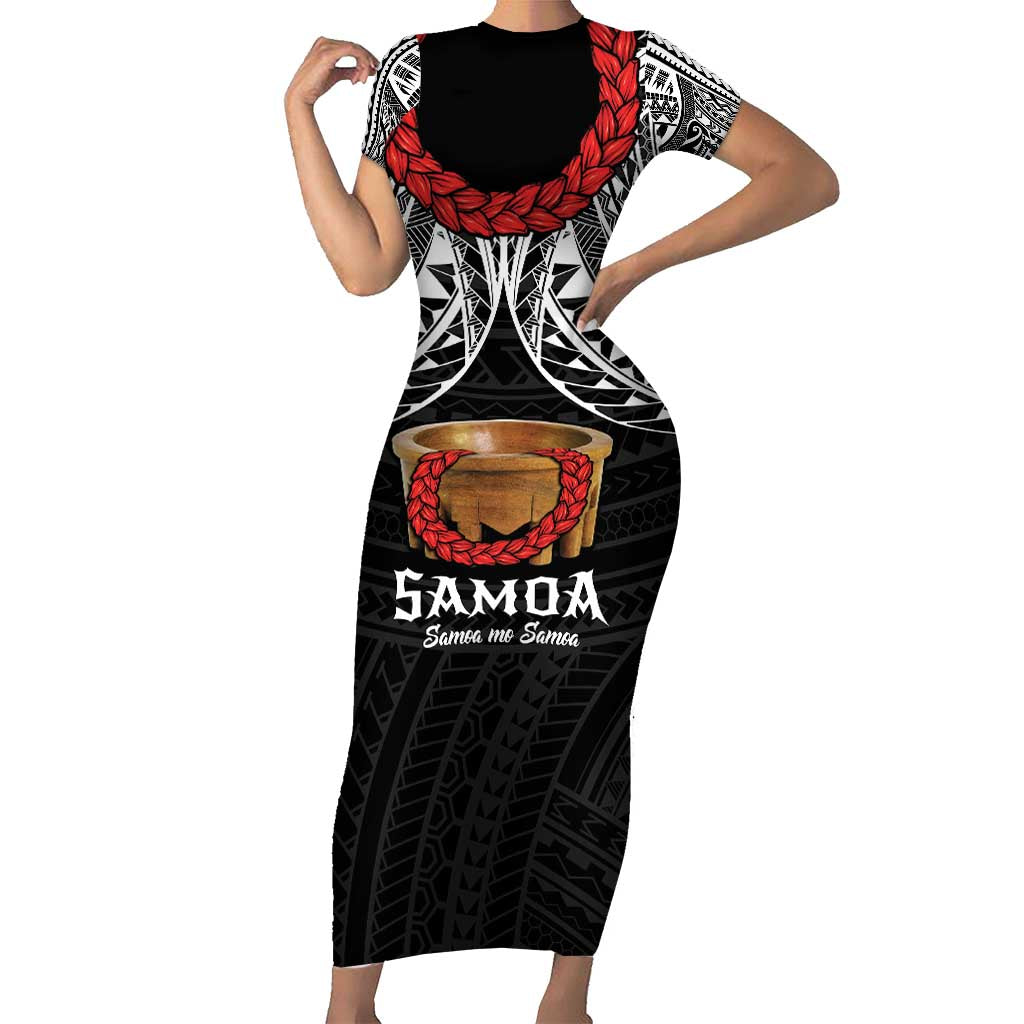 Samoan Tanoa Kava Bowl Ula Fala Family Matching Short Sleeve Bodycon Dress and Hawaiian Shirt Polynesian Tribal Vibe LT9 Mom's Dress Brown - Polynesian Pride